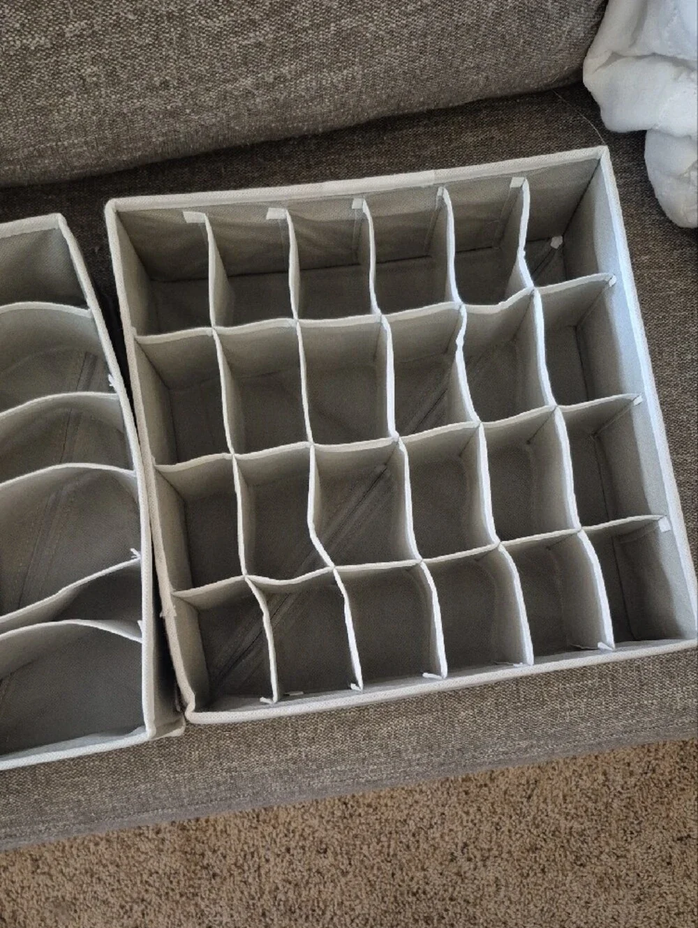 Macy's Light Gray Fabric Drawer Organizers Set